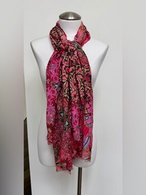 Fraas Pink Multicolor Paisley Wrap Scarf